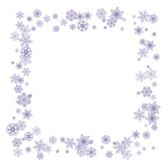 Xmas sales with ultra violet snowflakes.  Winter border for gift coupons, vouchers, ads, party events. Christmas trendy background. Holiday banner for xmas sales. New Year frosty backdrop