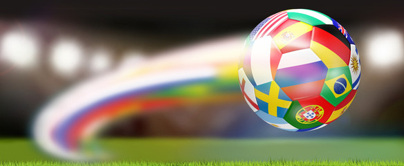 soccer ball flags 3d rendering