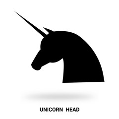 unicorn silhouette head isolated on white background