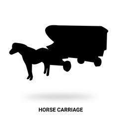 horse and carriage silhouette isolated on white background