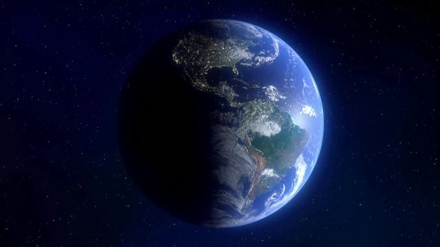 Moon rotating around the earth - day and night view of earth. 3D rendered, loop able, 4k UHD. Elements of this footage furnished by NASA.