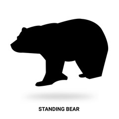 Fototapeta premium standing bear silhouette isolated on white background