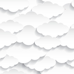 White Paper Clouds Seamless Pattern. Abstract illustration Background.