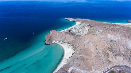 Obraz premium Aerial views from Balandra beach, Baja California Sur, Mexico.