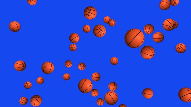 Basketball - seamless looping, blue screen and 4K