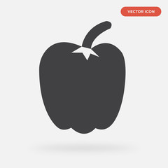 pepper icon isolated on grey background, in black, vector icon illustration