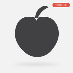 apple icon isolated on grey background, in black, vector icon illustration