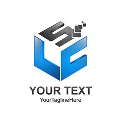 Cube pixel Letter SLC initial alphabet logo design template element