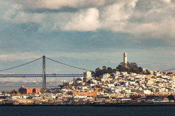 San Francisco Daytime Skyline with Coit Tower and Transamerica Pyramid