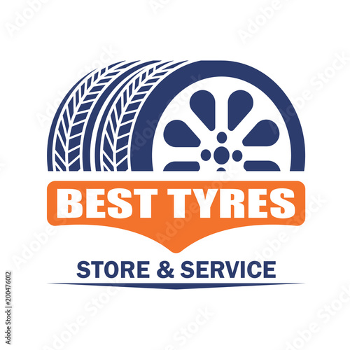 "Tyre / tire logo, emblems and insignia with text space for your slogan