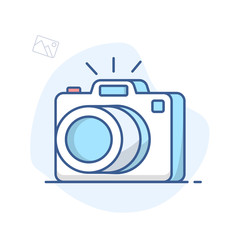 Photo camera line icon. Photocamera symbol outline vector