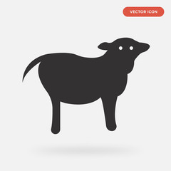 cow icon isolated on grey background, in black, vector icon illustration