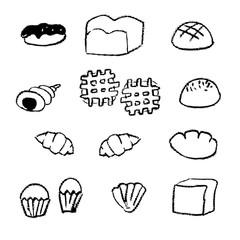 手書き　チョークとクレヨンの素材 甘いもの2