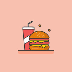 Burger and Drinks - vector illustration