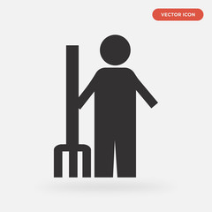 rake icon isolated on grey background, in black, vector icon illustration