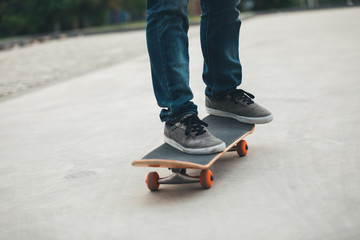 Skateboarder sakteboarding on parking lot