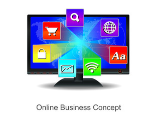 modern online computer concept with icon,world map background
