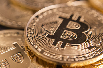 Close up of bitcoins background