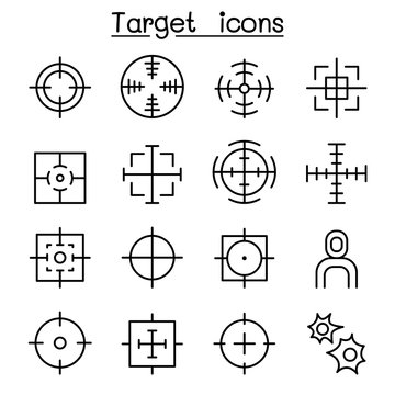 Target icon set in thin line style