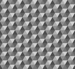 gray pyramid. vector seamless pattern with triangles. white geometric background. visual illusion