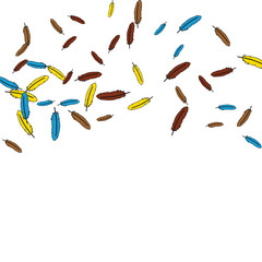 Colorful feathers. Prints of Colored feathers Design for Goods for Pets. Simple Pattern for Print, Logo or Poster. Vector Confetti Background.
