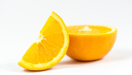 Orange slices on a white background