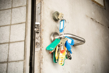 key in the doorway steel door