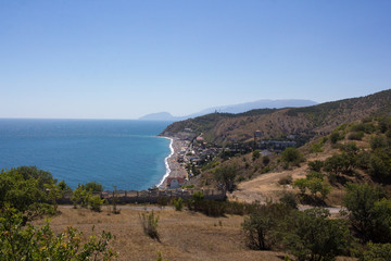 Fototapeta na wymiar Magnificent view of the mountains and the sea of the peninsula Crimea.