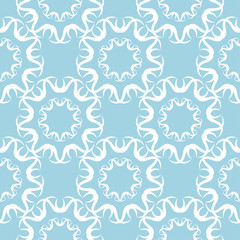 White floral seamless pattern on blue background