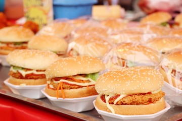Hamburger pork at street food