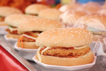 Hamburger pork at street food