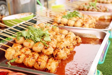 grilled meatball at street food
