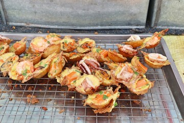 Coconut milk mix seafood and flour
