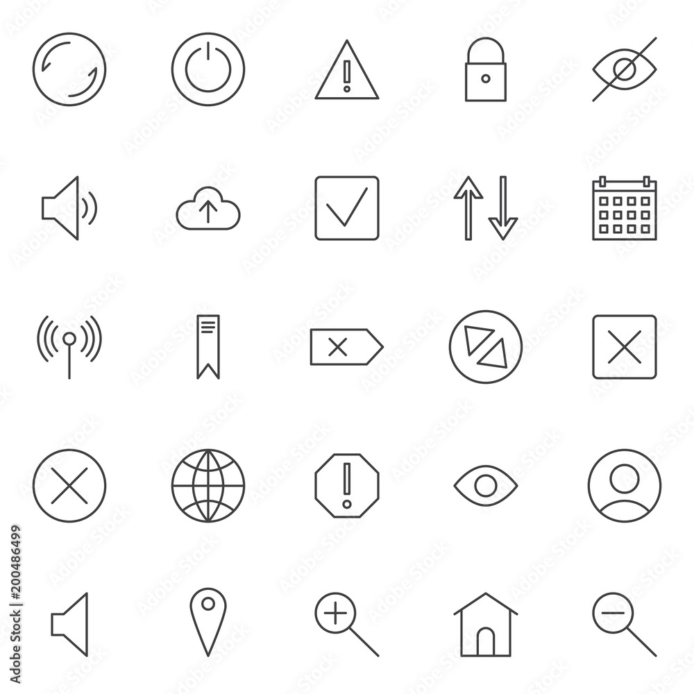 Poster interface outline icons set. linear style symbols collection, line signs pack. vector graphics. set 