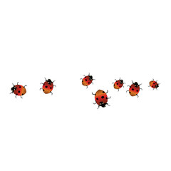 Delicate background with ladybugs. Trendy template for a postcard, stamp, banner or poster. Cute Ladybugs on a white background. Vector