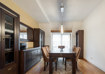 Dining room interior in luxury hotel apartment
