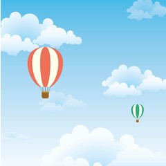 Hot air balloon on the Blue sky with clouds background