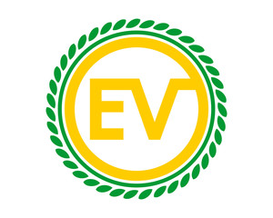 e and v circle initial letter typography typeface logotype alphabet font image vector icon