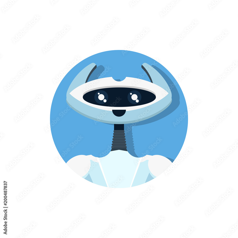 Poster robot assistant character icon. chatbot icon. vector illustration.