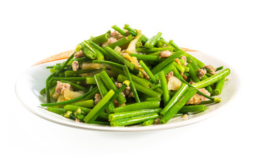 Fried pork with chinese chives