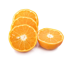 Orange. Whole and halves isolated on the white background