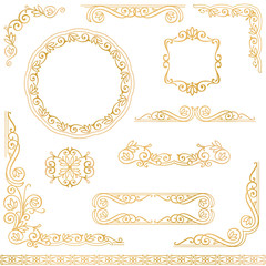 Obraz premium Vintage gold decorative frames design element set
