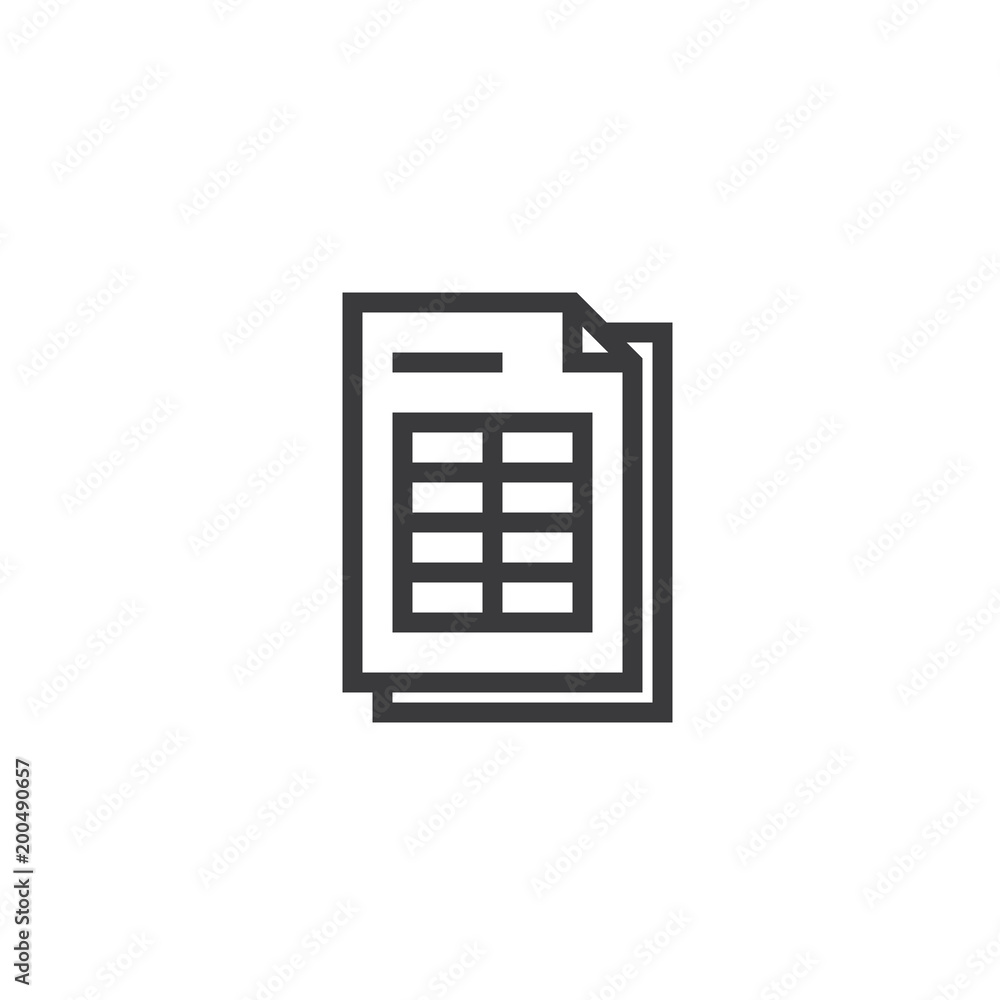 Poster spreadsheet document paper outline icon. isolated note paper icon in thin line style for graphic and