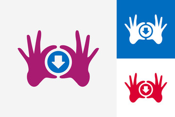 Hand Circle Download Logo Template Design Vector, Emblem, Design Concept, Creative Symbol, Icon