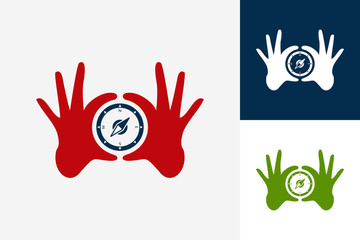 Hand Circle Compass Logo Template Design Vector, Emblem, Design Concept, Creative Symbol, Icon