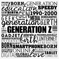 Generation Z Word Cloud collage, concept background