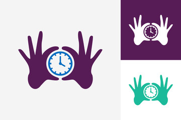 Hand Circle Time Logo Template Design Vector, Emblem, Design Concept, Creative Symbol, Icon