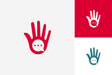 High Five Hand Chat Logo Template Design Vector, Emblem, Design Concept, Creative Symbol, Icon