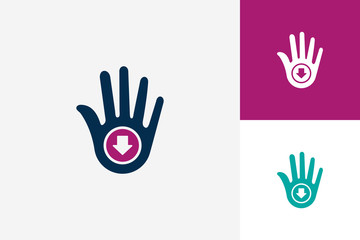 Fototapeta premium High Five Hand Download Logo Template Design Vector, Emblem, Design Concept, Creative Symbol, Icon
