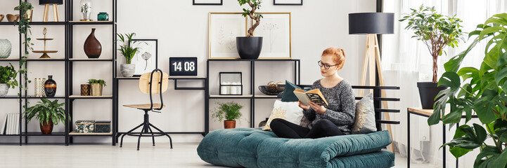 Woman reading book